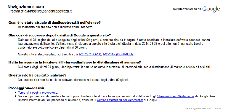 pagina diagnostica di google danilo petrozzi